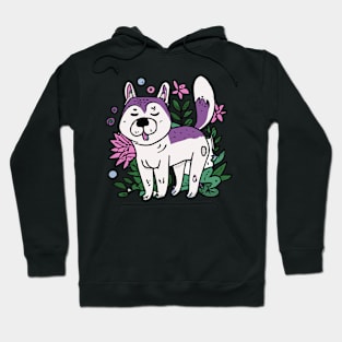 Husky with Plants And Flowers Dog Lover Malamute Hoodie